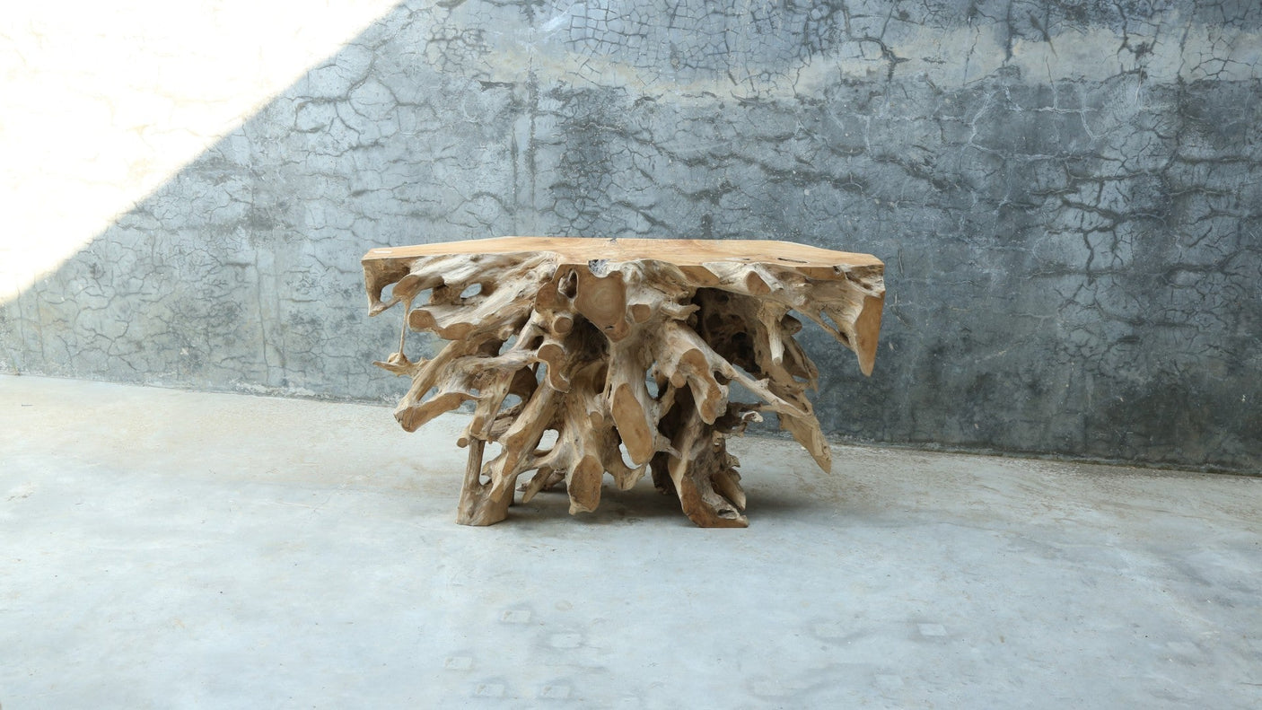 Teak Root Console Table – Sculptural Natural Wood Design