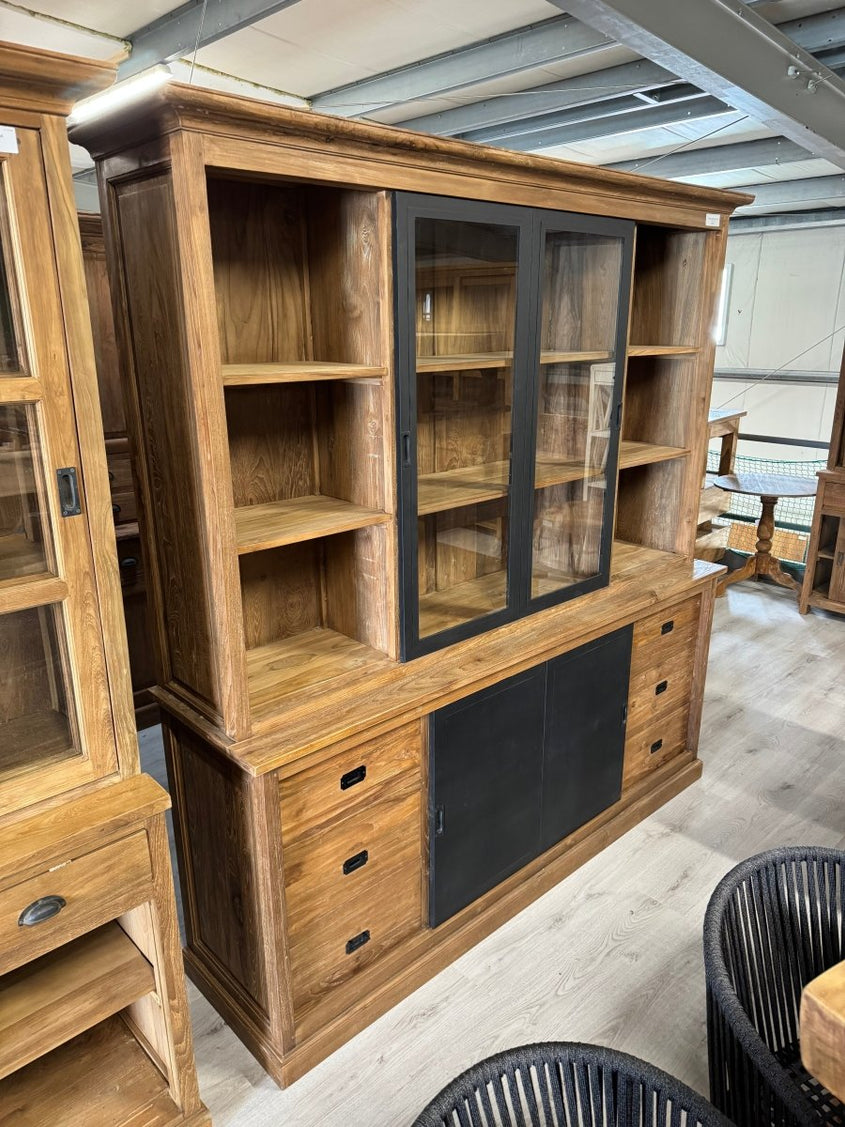 Teak sideboard cabinet steel doors 200 cm