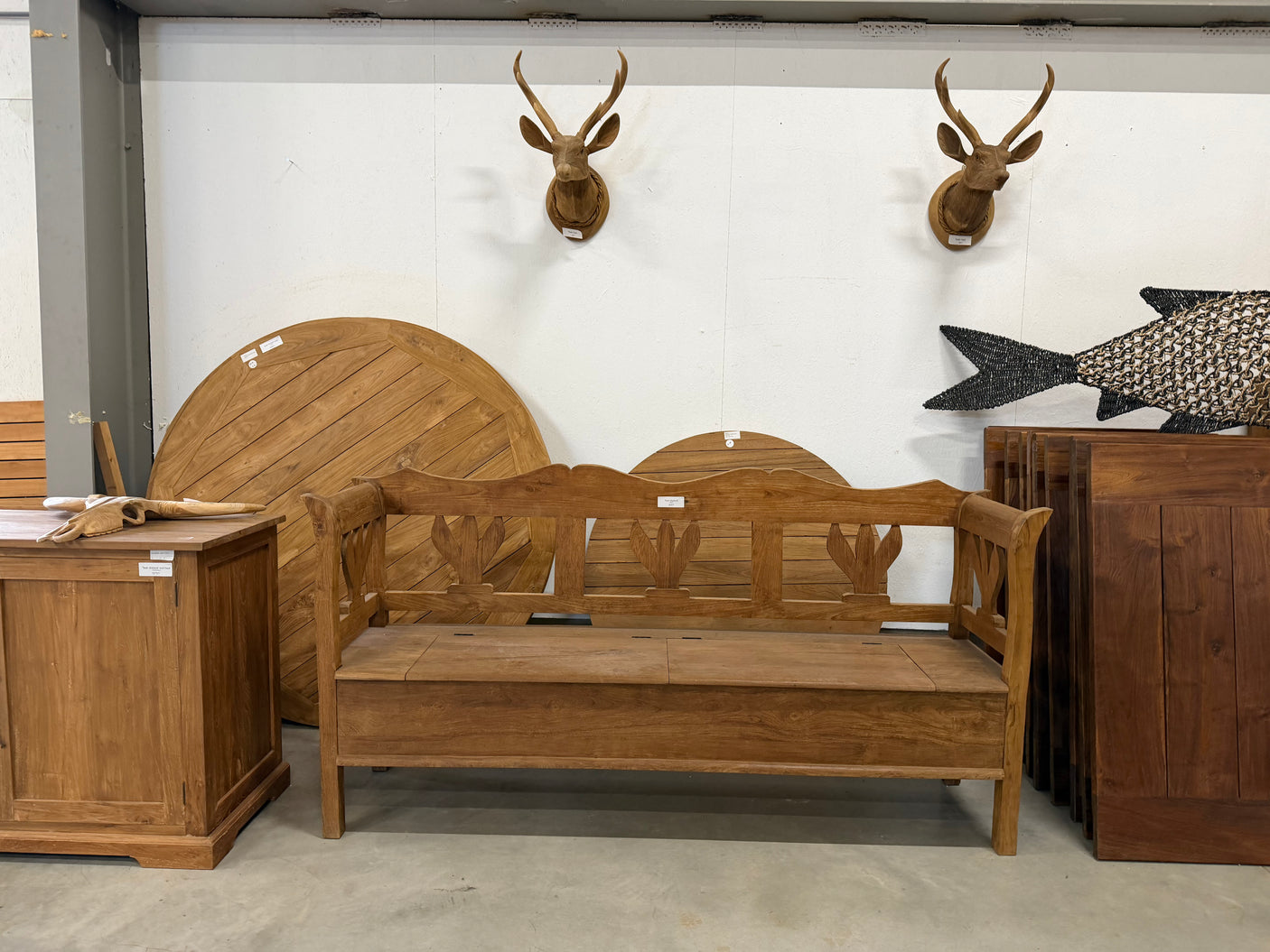 Teak storage bench - 200cm