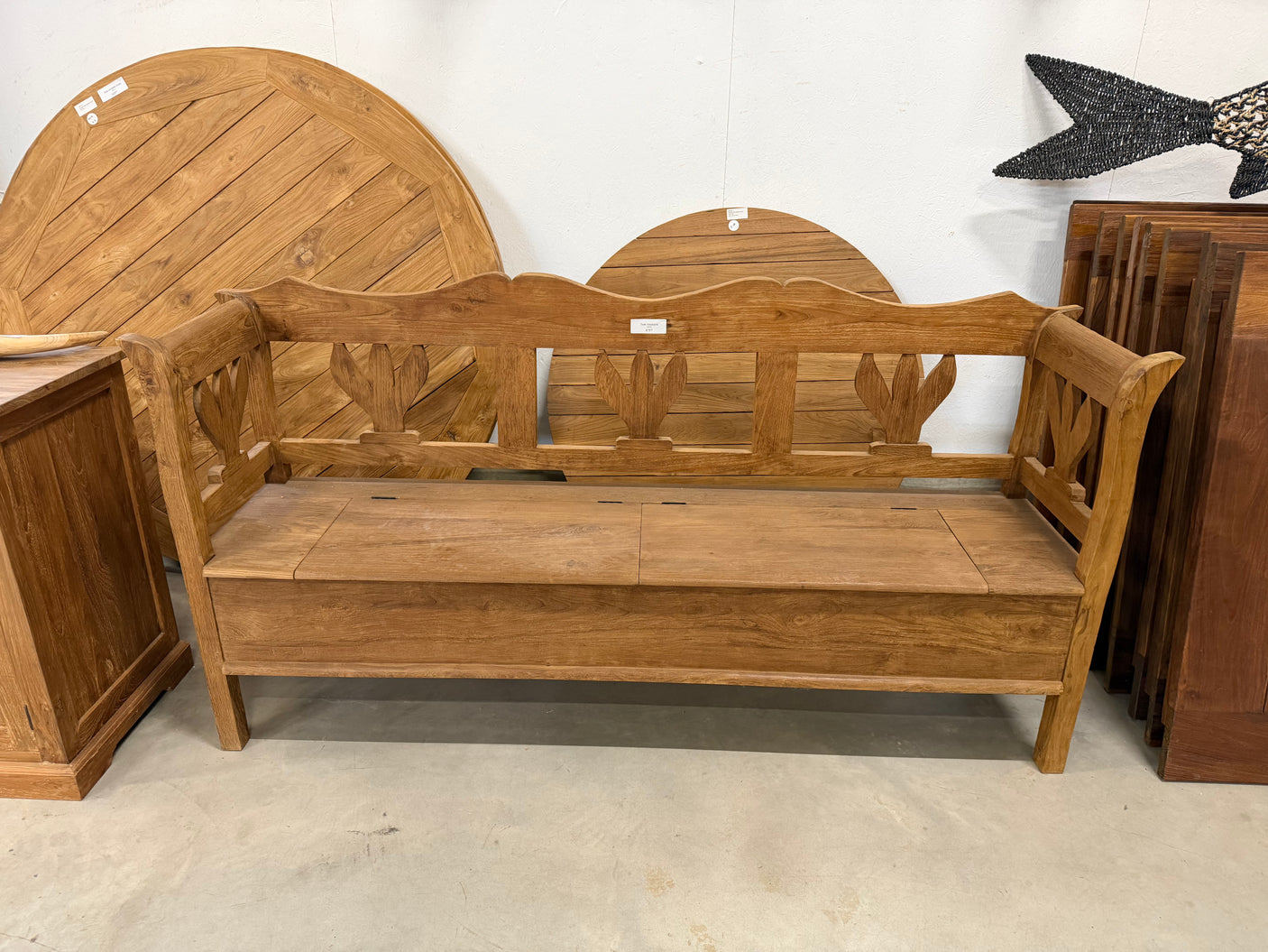 Teak storage bench - 200cm