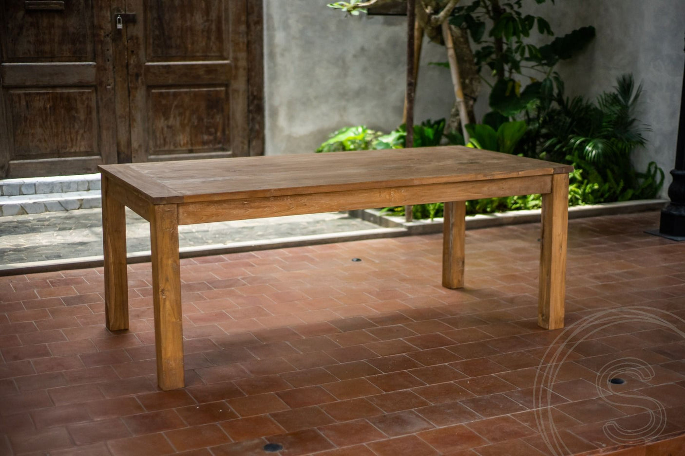 Extendable teak table 200-250-300x100 cm