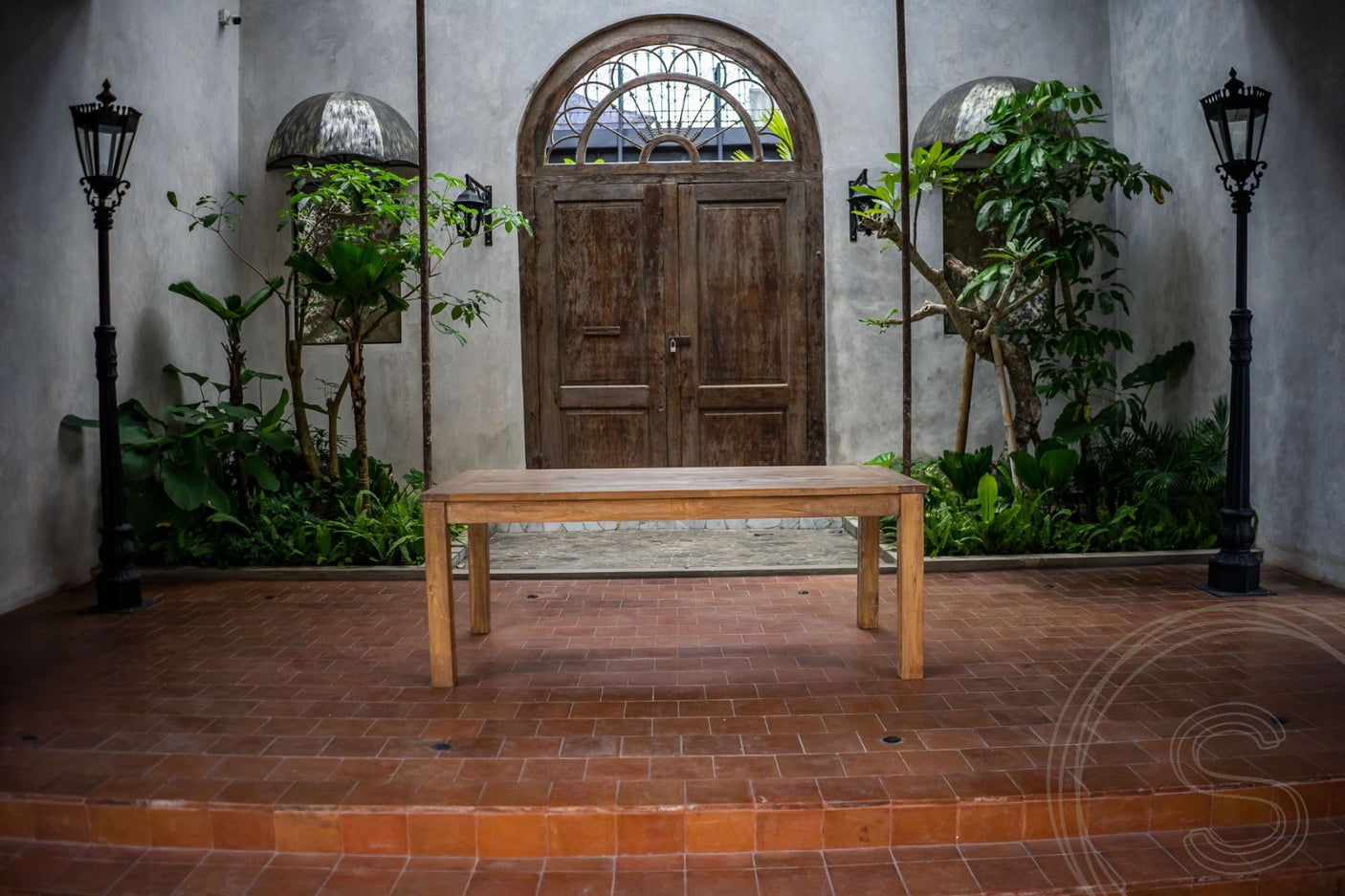 Extendable teak table 200-250-300x100 cm