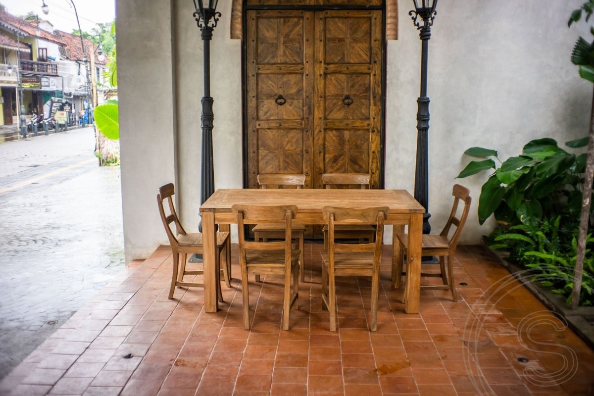 Extendable teak table set 160 + 10 chairs