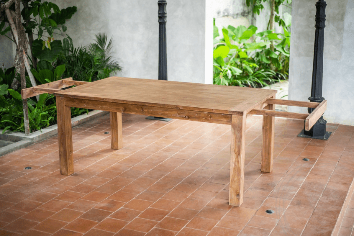 Extendable teak table set 180 + 10 chairs