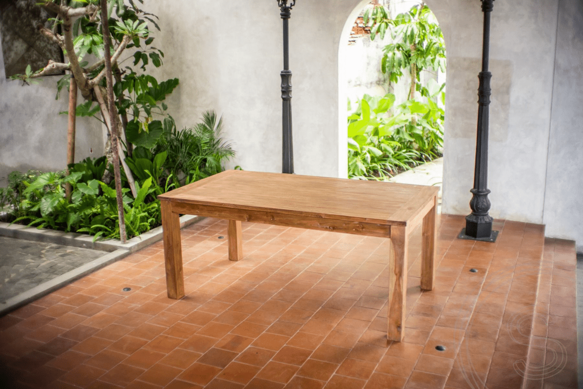 Extendable teak table set 180 + 10 chairs