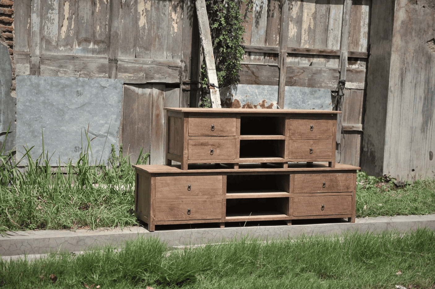 Teak tv-unit 150cm rustic