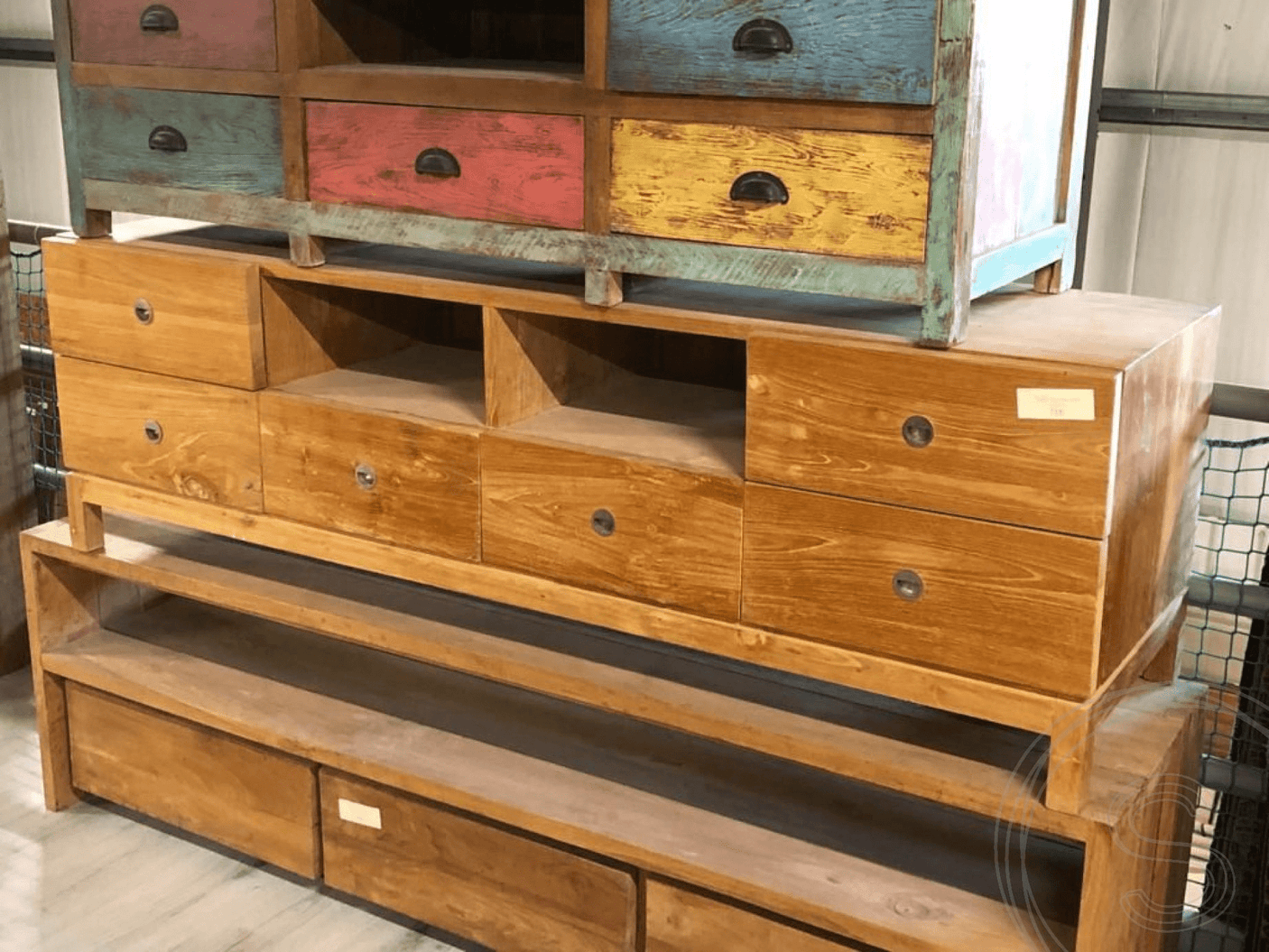 Teak TV-unit with 6 drawers