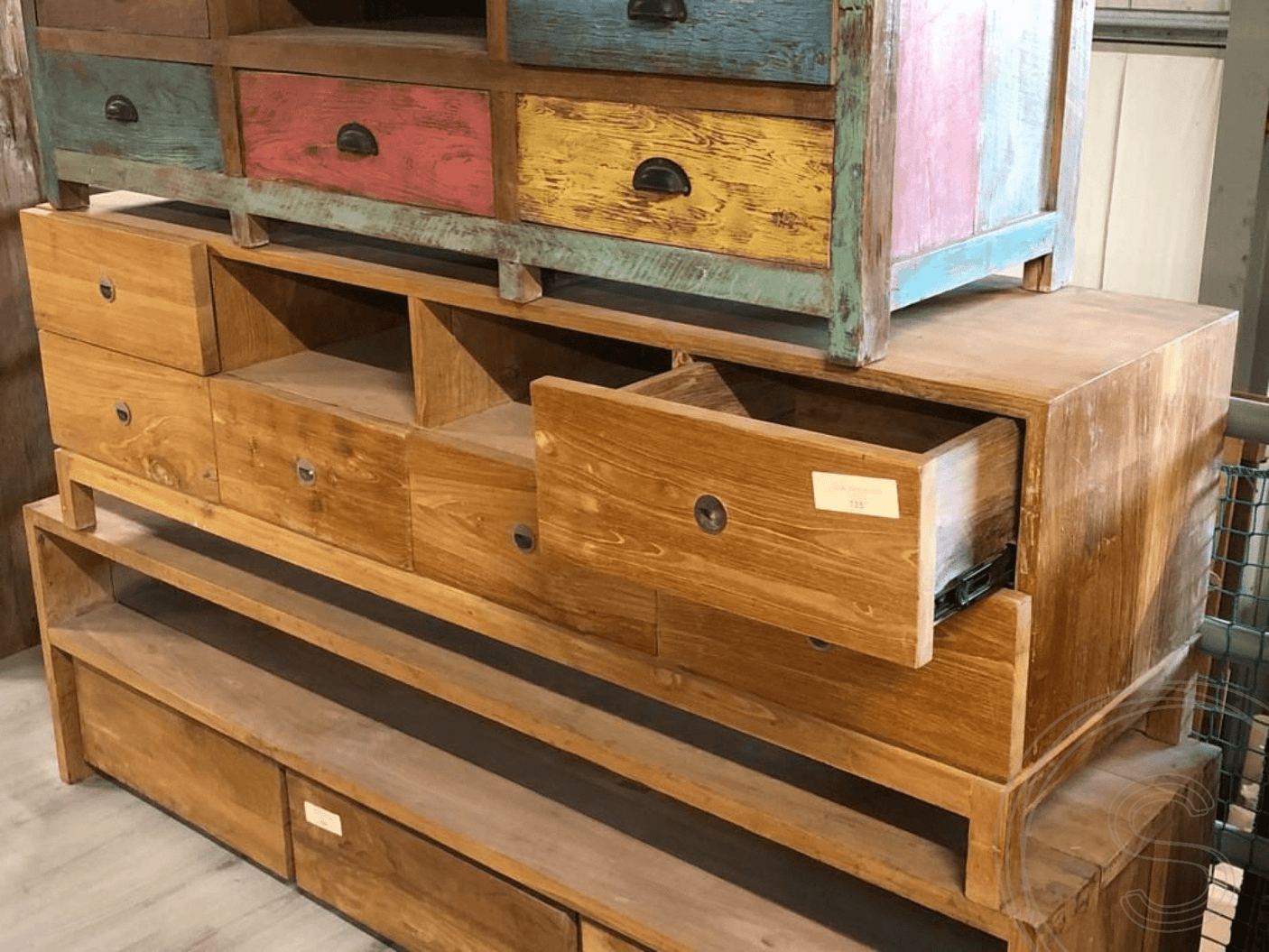 Teak TV-unit with 6 drawers