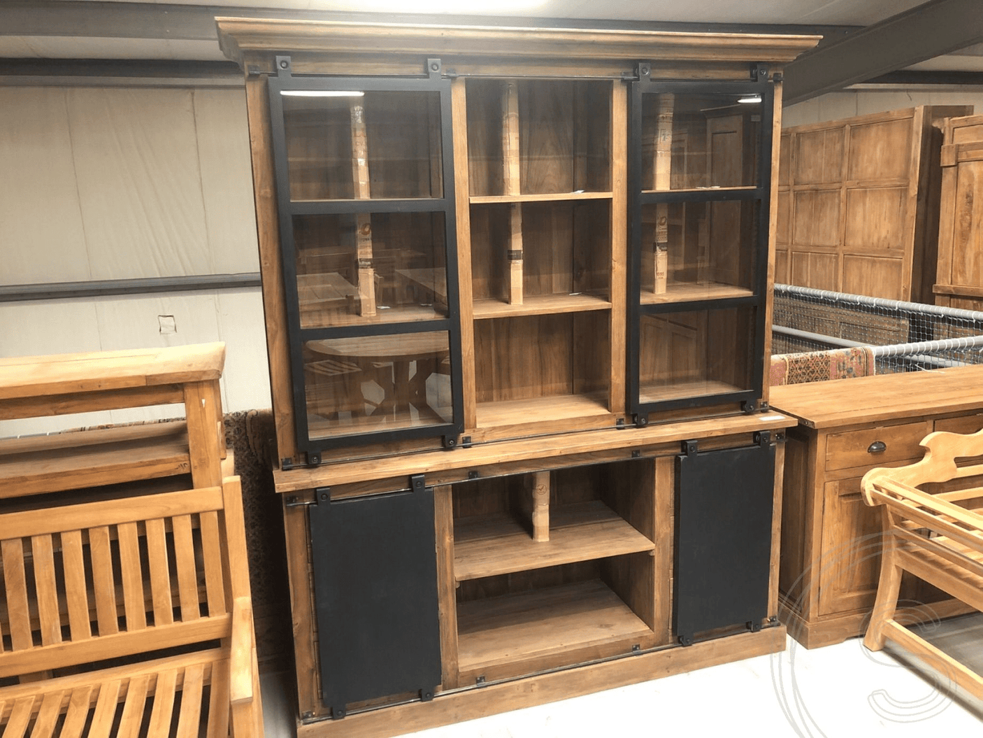 Teak cabinet with steel