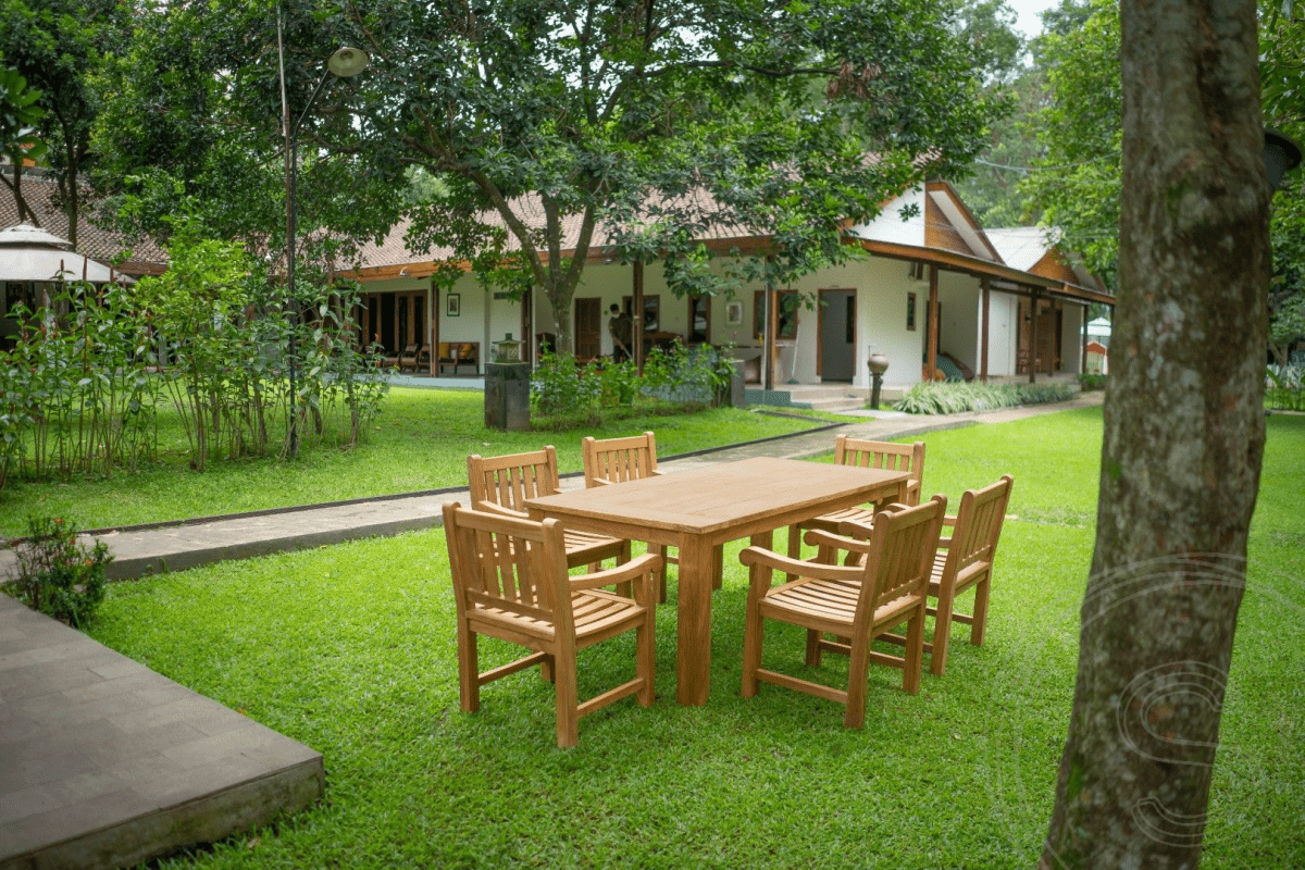 Teak garden table 200 x 90 + 6 garden chairs elephant