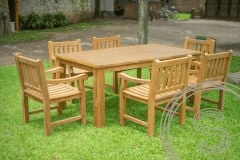 Teak garden table 200 x 90 + 6 garden chairs elephant