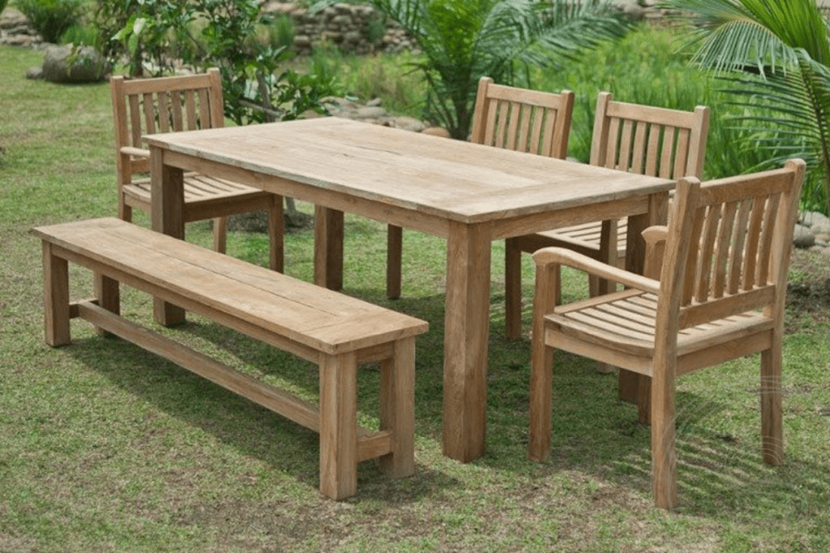 Teak garden table 200x100cm + 4 chairs beaufort + bench