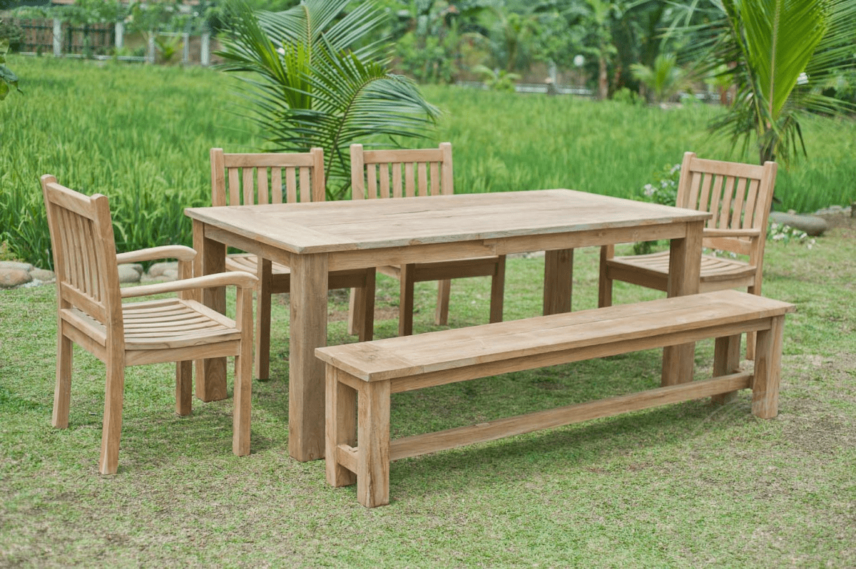 Teak garden table 200x100cm + 4 chairs beaufort + bench