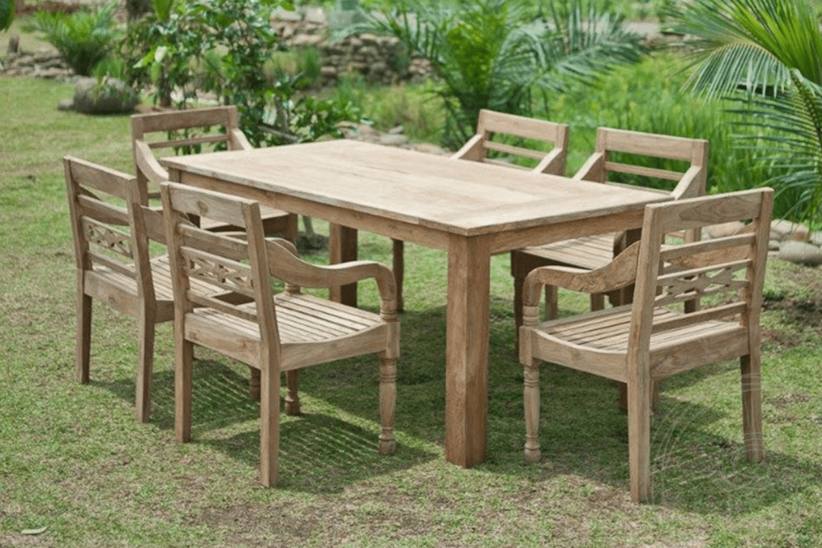 Teak garden table 200x100cm + 6 chairs Java