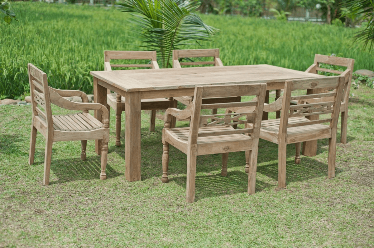 Teak garden table 200x100cm + 6 chairs Java