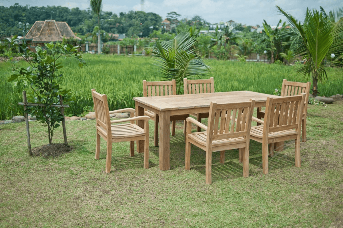 Teak garden table 200x100cm + 6 chairs beaufort