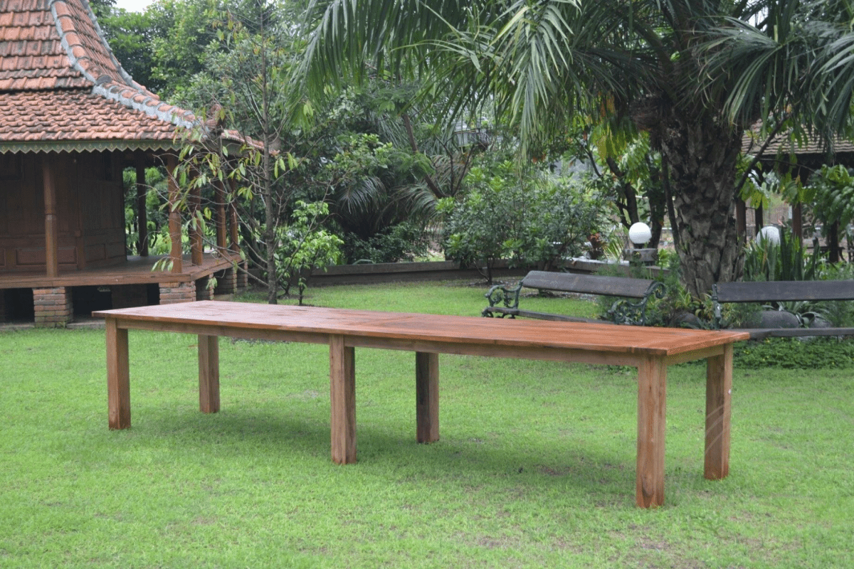 Teak garden table 400x100cm + 7 beaufort chairs + 2 benches