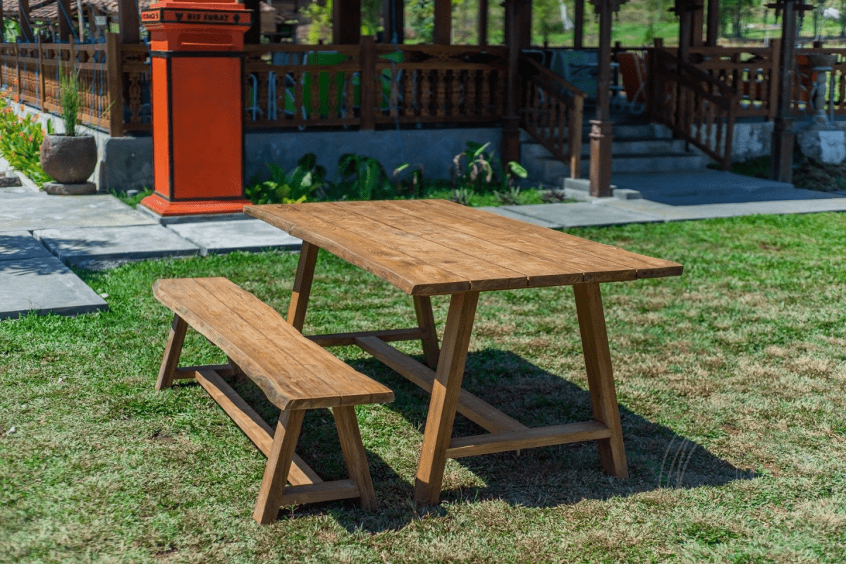 Teak garden table Java 200 x 100 + teak garden bench Java 200