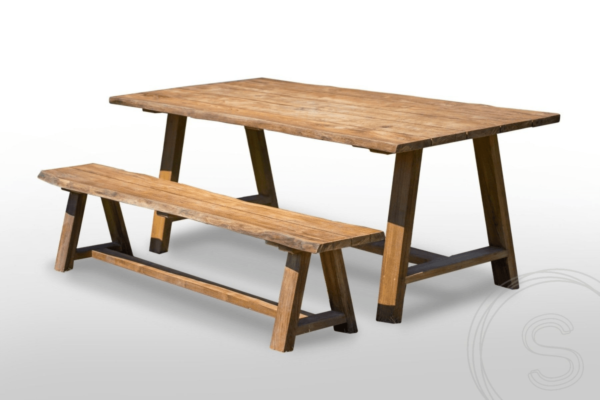 Teak garden table Java 200 x 100 + teak garden bench Java 200