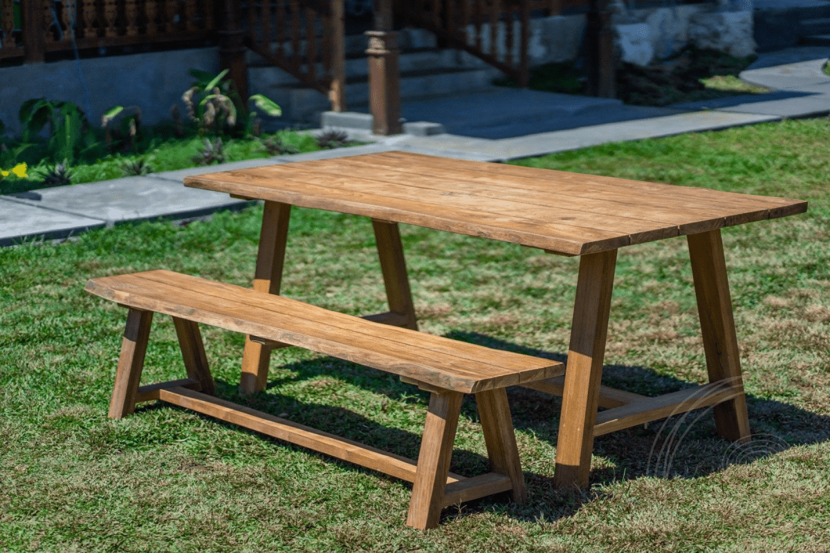 Teak garden table Java 200 x 100 + teak garden bench Java 200