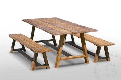 Teak garden table Java 220 x 100 + 2 teak garden benches Java 220
