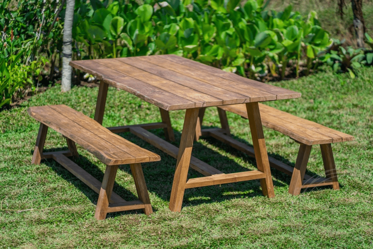 Teak garden table Java 220 x 100 + teak garden bench Java 220