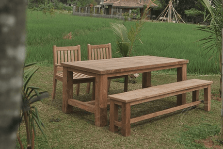 Teak garden table mammoth 200cm + 2 beaufort chairs + bench