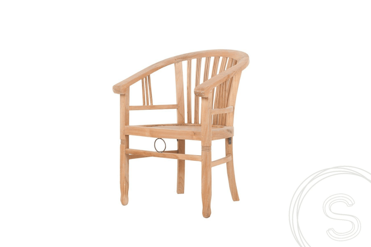 Round teak garden table 140 + 5 Betawi Gelung chairs