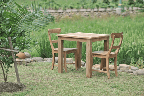Teak garden table 80x80cm + 2 chairs