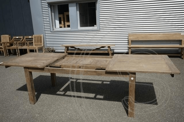 Teak table extendable 200-250-300x100 + 12 chairs