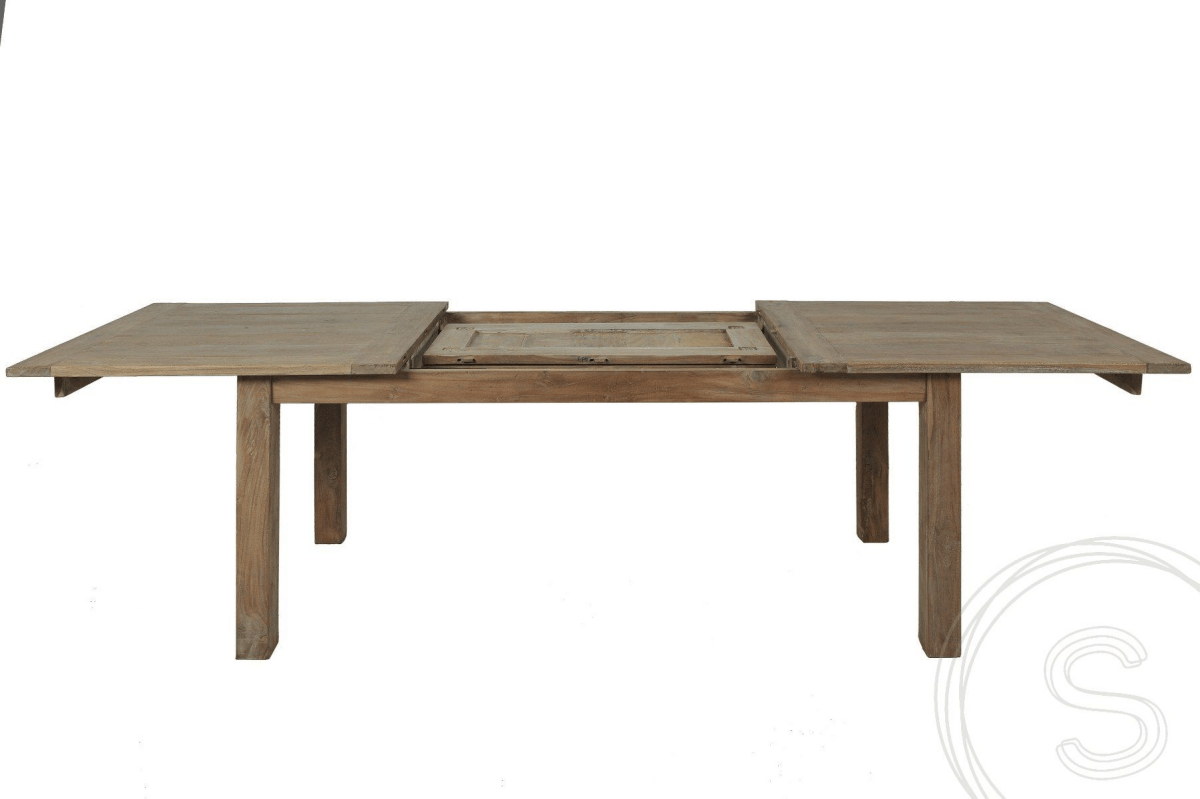 Teak table extendable 200-250-300x100 + 12 chairs