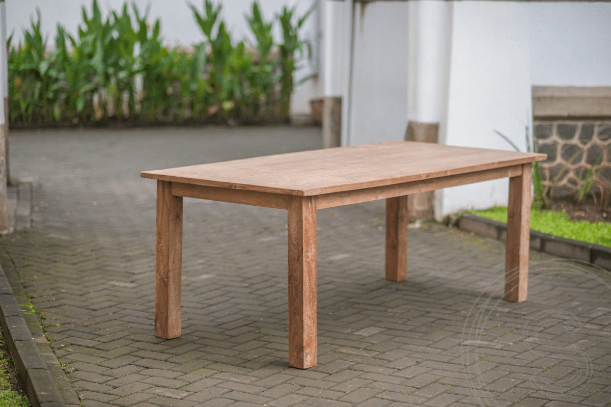 Teak table rustic 200x100 + 8 chairs