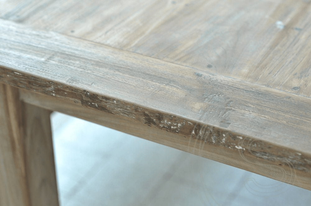 Teak table rustic 200x100 + 3 chairs + bench