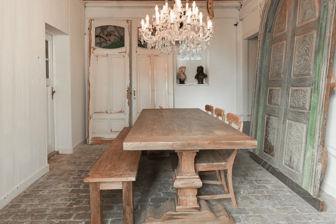 Teak bank 220cm oud hout - Souren Meubels