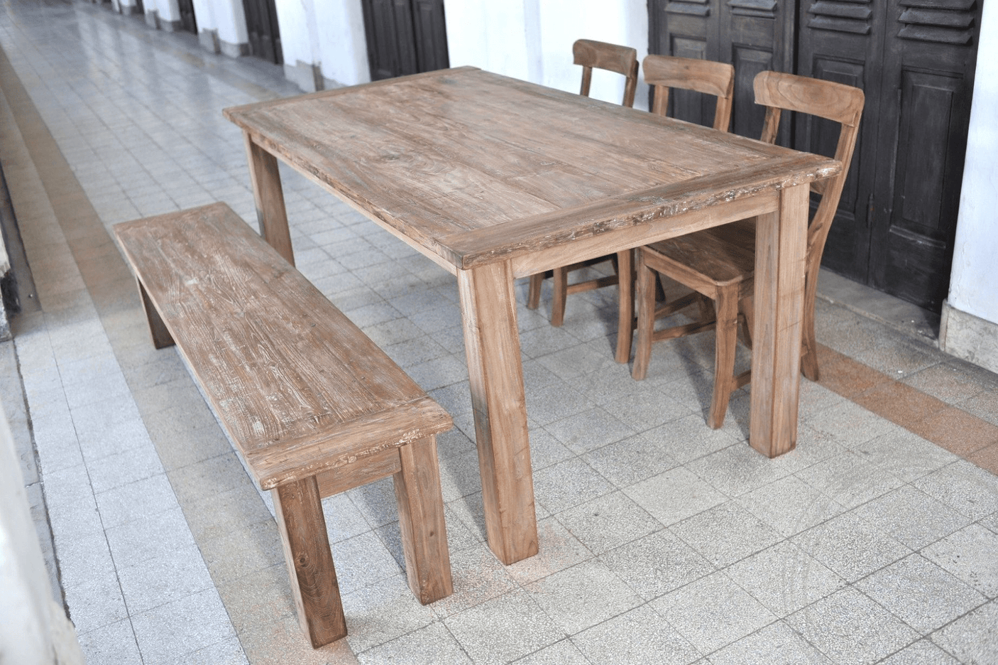 Teak bank 200cm oud hout - Souren Meubels