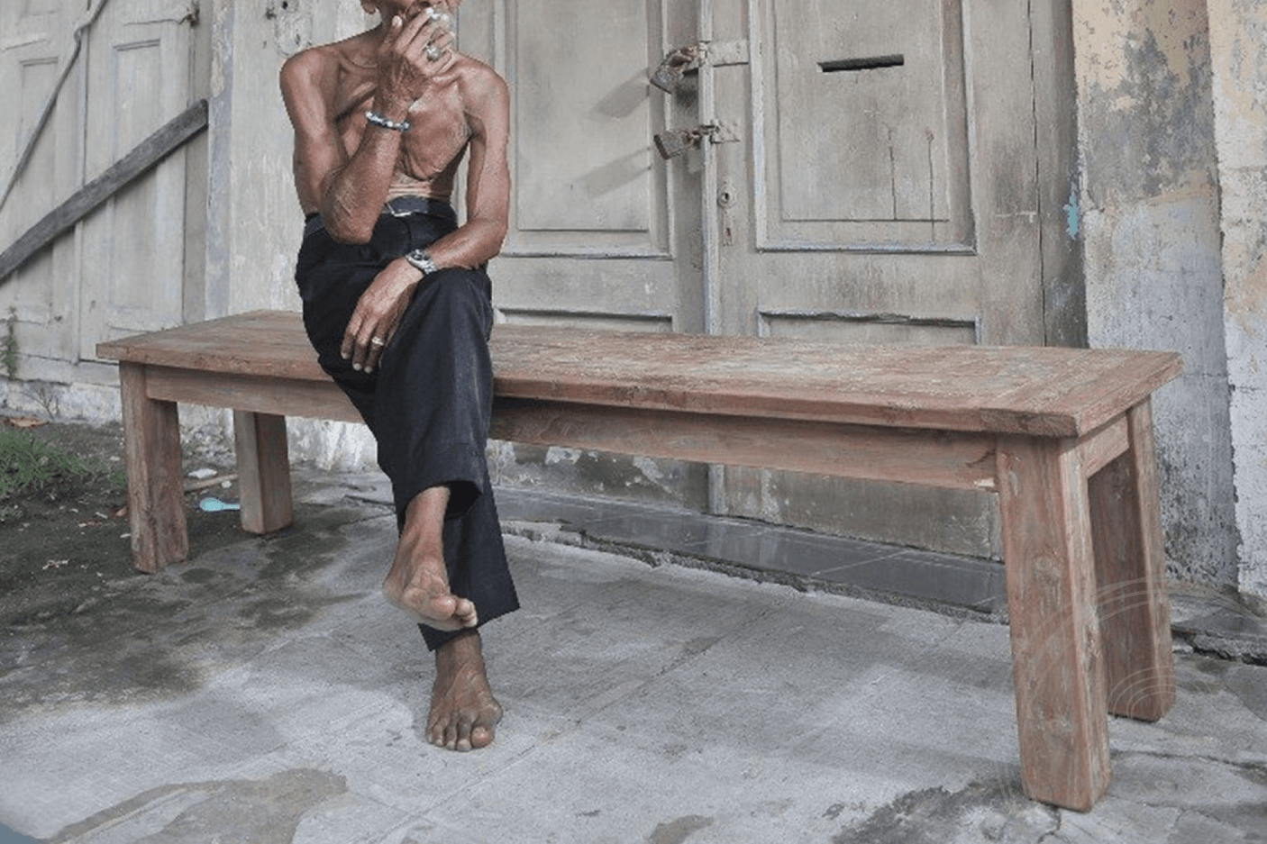 Teak bank 200cm oud hout - Souren Meubels