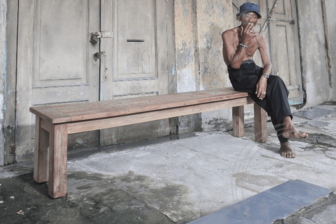 Teak bank 240cm oud hout - Souren Meubels