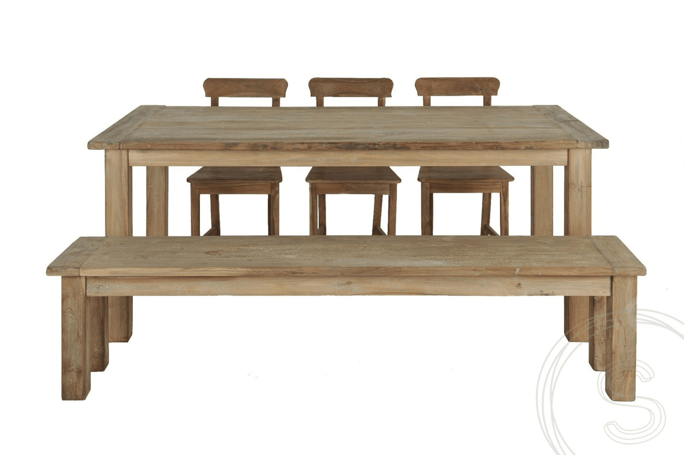 Teak bank 120cm oud hout - Souren Meubels