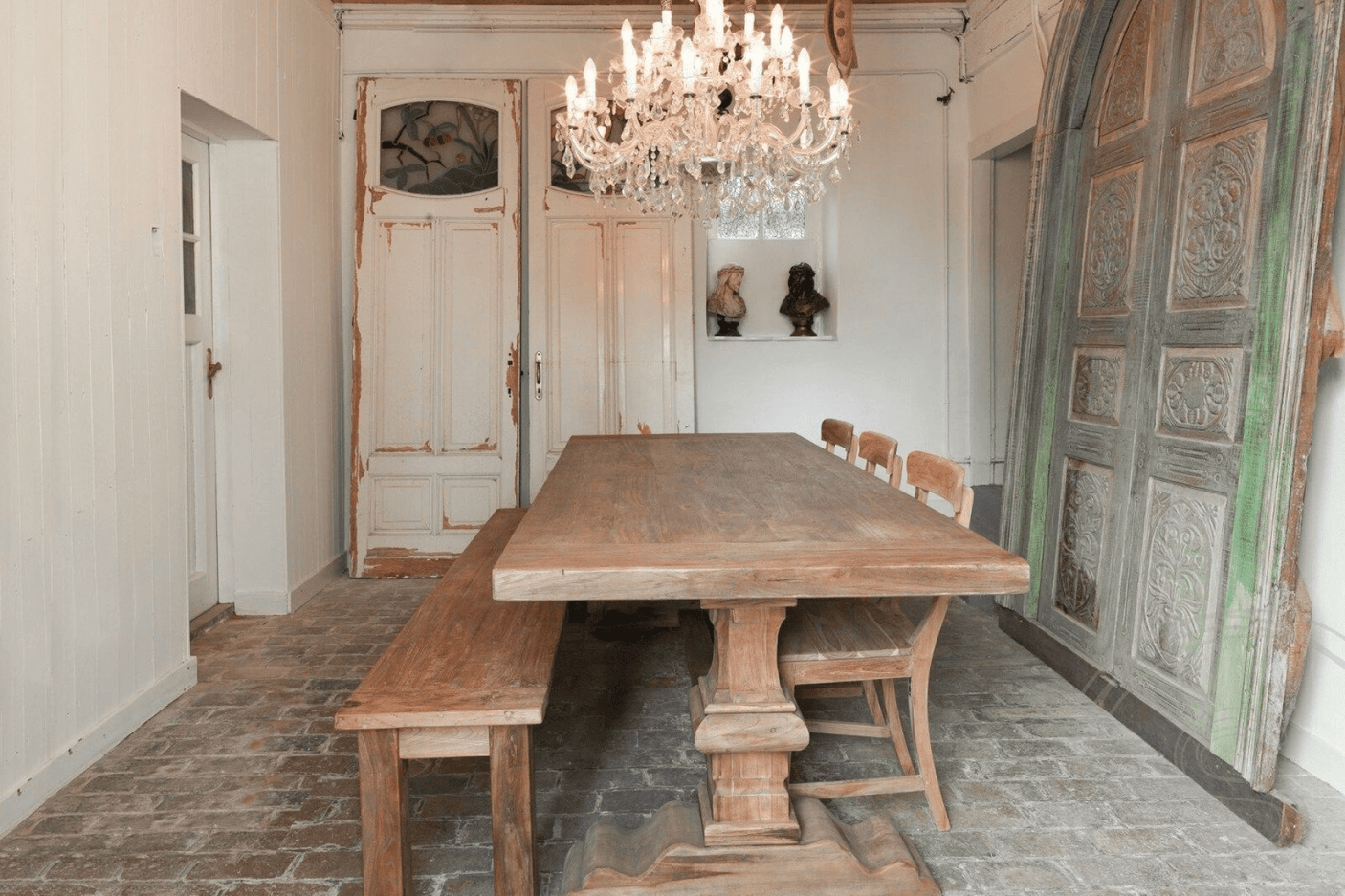 Teak bank 120cm oud hout - Souren Meubels