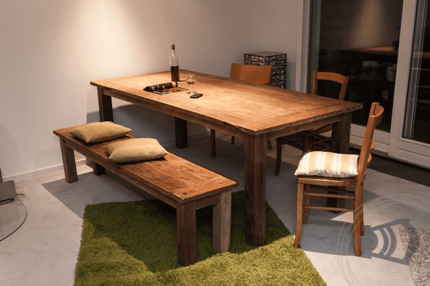 Teak bank 120cm oud hout - Souren Meubels