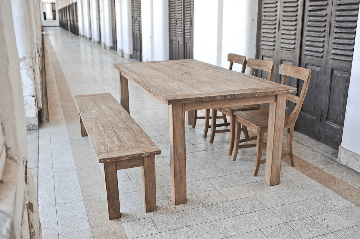 Teak bank 180cm oud hout - Souren Meubels