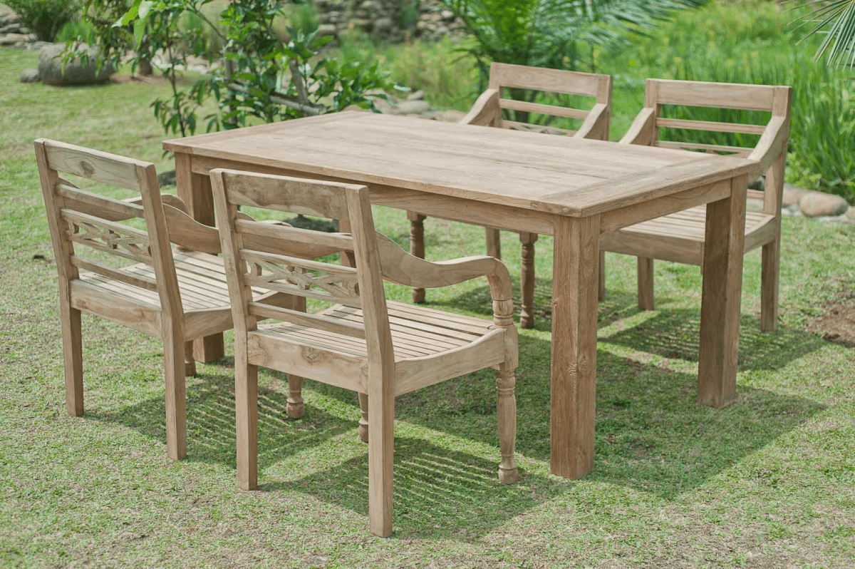 Teak garden table 180x90cm + 4 chairs Java