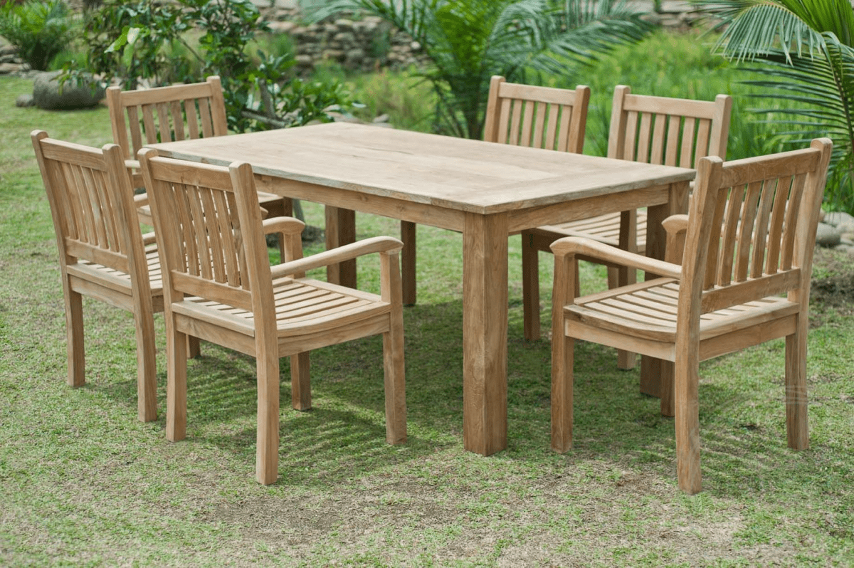 Teak garden table 180x90cm + 6 beaufort chairs
