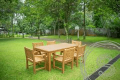 Teak garden table 200 x 100 + 6 garden chairs elephant
