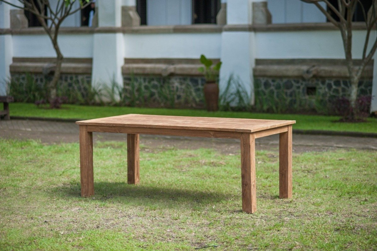 Teak garden table 200x100 + 6 Bali garden chairs