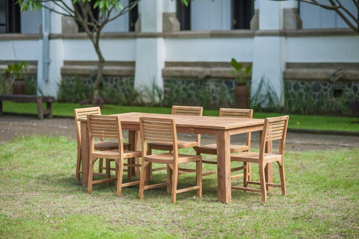 Teak garden table 200x100 + 6 Bali garden chairs