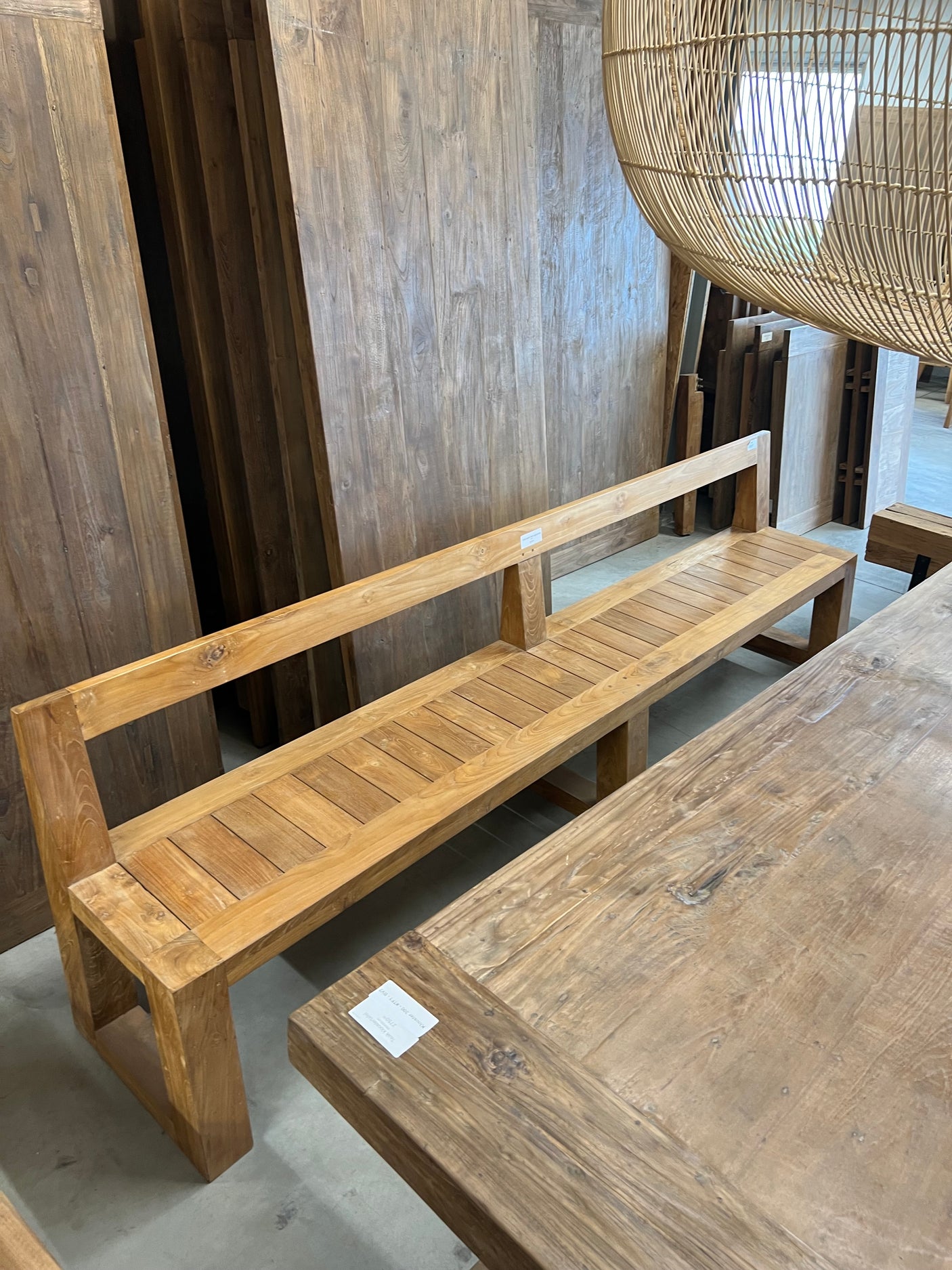 Teak bench with backrest - 280x45x80cm