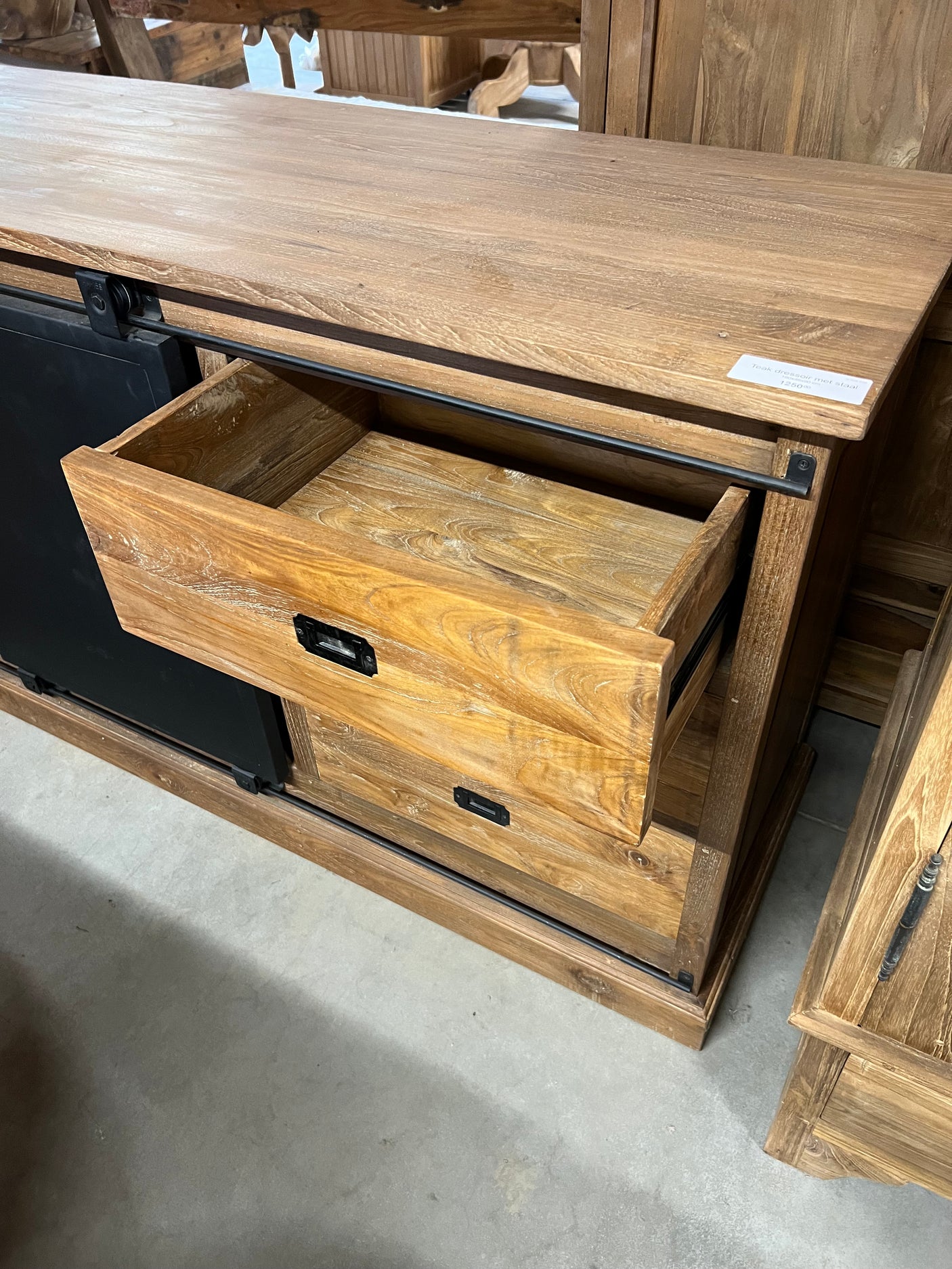 Teak sideboard reclaimed wood with steel - 180x50x90cm