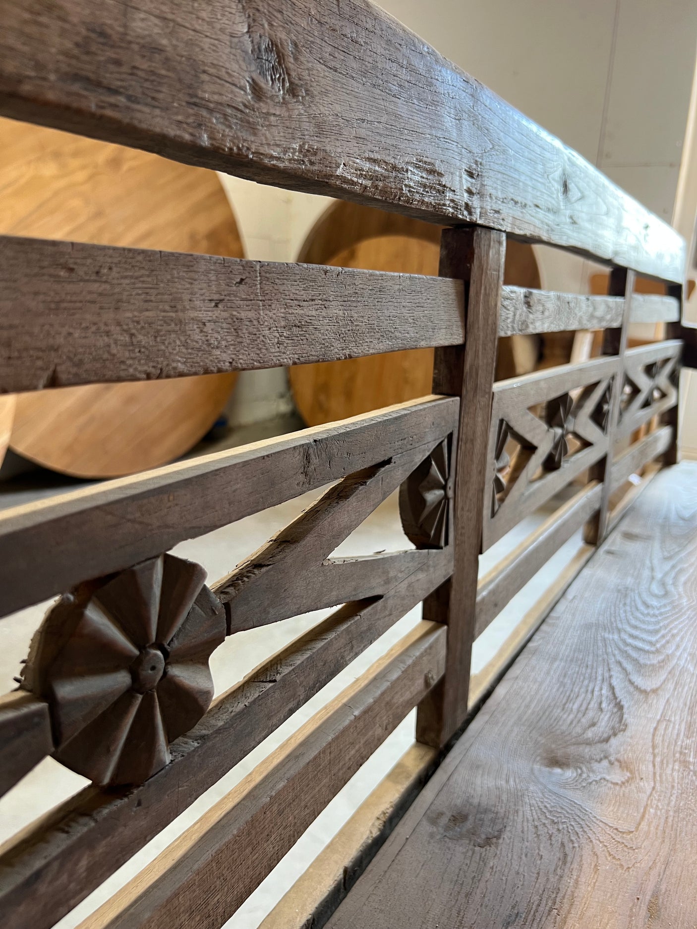Teak lounge station bench antique - 177x81x96cm