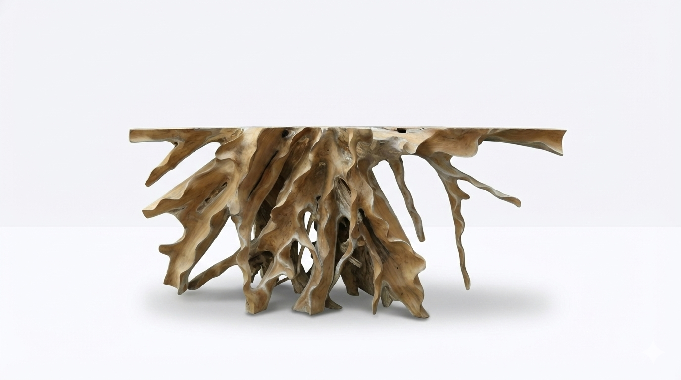 Teak Root Console Table – Sculptural Natural Wood Design